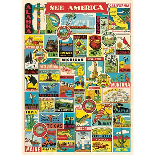 Cavallini Decorative Paper - See America 20"x28" Sheet Cavallini Decorative Paper - See America 20"x28" Sheet