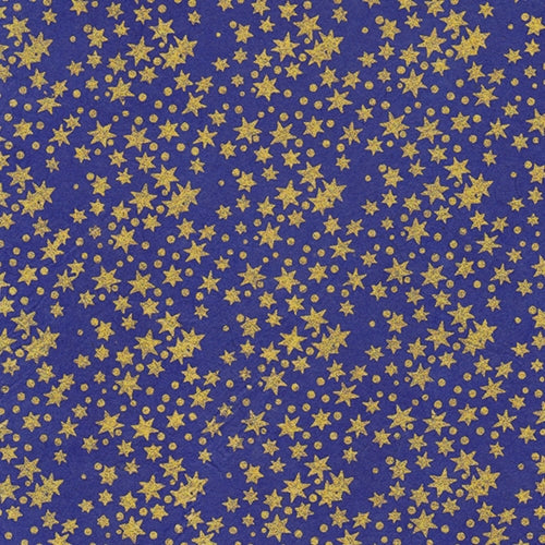 Nepalese Printed Paper- Brilliant Stars Nepalese Printed Paper- Brilliant Stars in Gold on Sapphire Blue Paper 20x30" Sheet