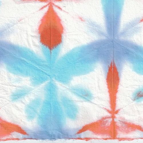 Itajime Shibori Flower Paper from Japan- Orange, Turquoise, Blue Itajime Shibori Flower Paper from Japan- Orange, Turquoise, Blue