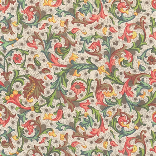 Carta Varese Florentine Paper- Red, Green, and Gold Filagree 19x27 Inch Sheet Carta Varese Florentine Paper- Red, Green, and Gold Filagree 19x27 Inch Sheet
