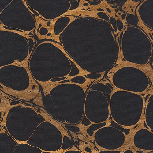 Marbled Paper from India - Gold Bubbles on Black 22"x30" Sheet Marbled Paper from India - Gold Bubbles on Black 22"x30" Sheet