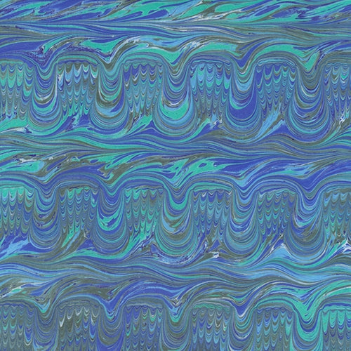Handmade Italian Marble Paper- River in Blue & Green 19.5 x 27" Sheet Handmade Italian Marble Paper- River in Blue & Green 19.5 x 27" Sheet 