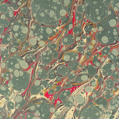 Handmade Italian Marble Paper- Green Veined Marble with Red 19.5 x 27" Sheet "NEW!" Handmade Italian Marble Paper- Green Veined Marble with Red 19.5 x 27" Sheet