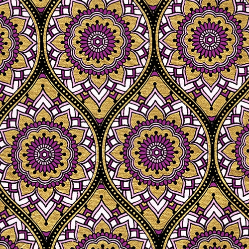 Printed Cotton Paper from India- Bohemian Gold/Black/Lilac/Purple 22x30 Inch Sheet Printed Cotton Paper from India- Bohemian Gold/Black/Lilac/Purple 22x30 Inch Sheet