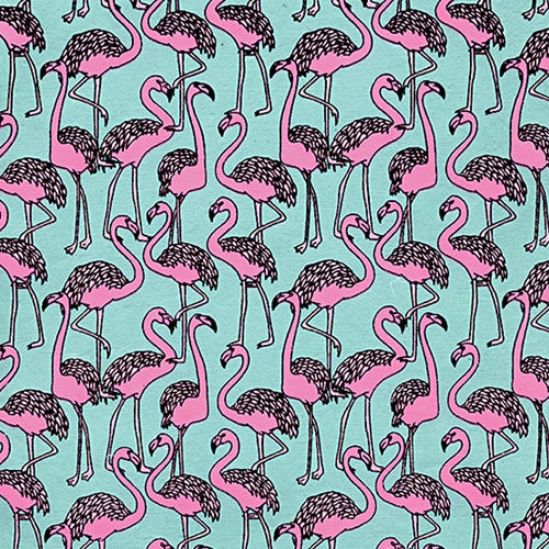 Printed Cotton Paper from India- Pink Flamingos 22x30 Inch Sheet Printed Cotton Paper from India- Pink Flamingos 22x30 Inch Sheet
