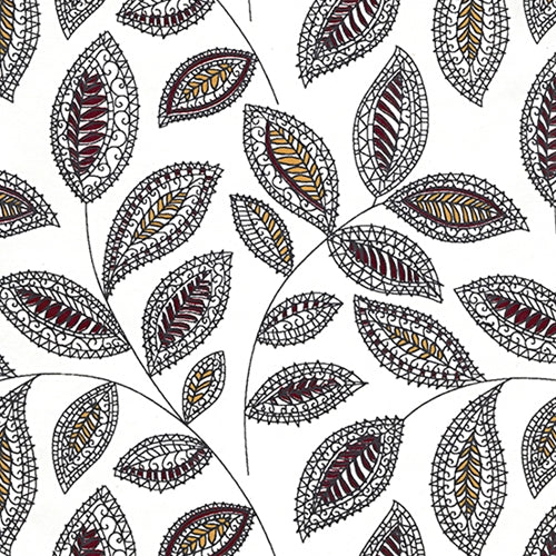 Printed Cotton Paper from India- Frieze- Leaf Doodles on White 22x30 Inch Sheet Printed Cotton Paper from India- Frieze- Leaf Doodles on White 22x30 Inch Sheet