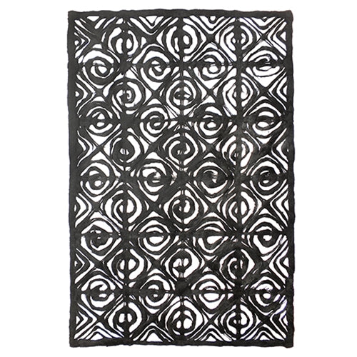 Amate Bark Paper from Mexico- Flowers Black 15.5x23 Inch Sheet Amate Bark Paper from Mexico- Flowers Black 15.5x23 Inch Sheet