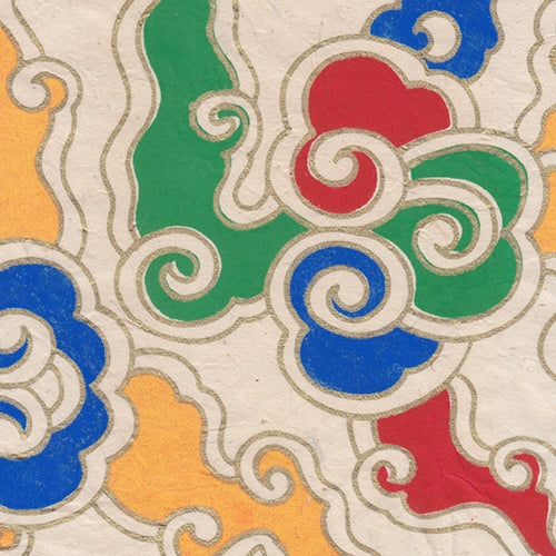 Tibetan Flame Print Lokta Paper- Natural 20x30" Sheet Tibetan Flame Print Lokta Paper- Natural 20x30" Sheet