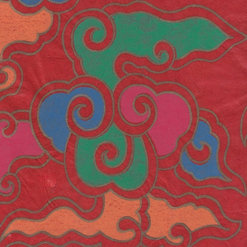 Tibetan Flame Print Lokta Paper- Red 20x30" Sheet Tibetan Flame Print Lokta Paper- Red 20x30" Sheet