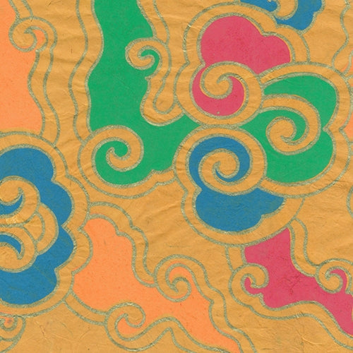 Tibetan Flame Print Lokta Paper- Pumpkin 20x30" Sheet Tibetan Flame Print Lokta Paper- Pumpkin 20x30" Sheet