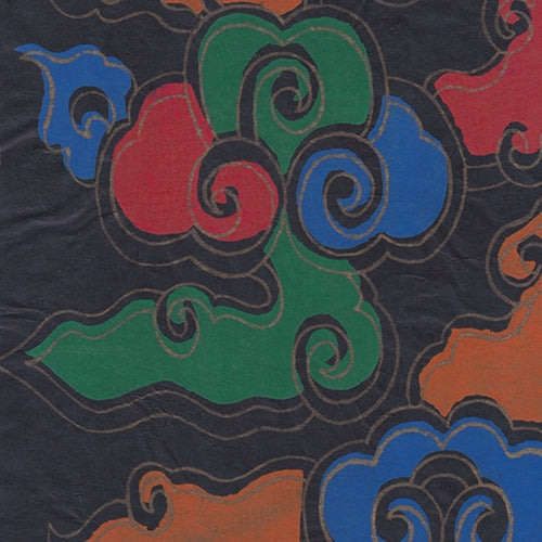 Tibetan Flame Print Lokta Paper- Indigo 20x30" Sheet Tibetan Flame Print Lokta Paper- Indigo 20x30" Sheet