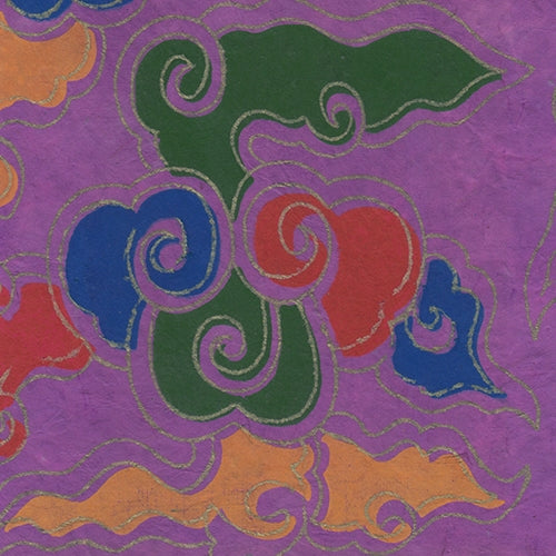 Tibetan Flame Print Lokta Paper- Violet 20x30" Sheet Tibetan Flame Print Lokta Paper- Violet 20x30" Sheet