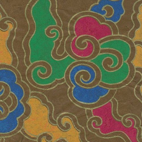 Tibetan Flame Print Lokta Paper- Walnut 20x30" Sheet Tibetan Flame Print Lokta Paper- Walnut 20x30" Sheet