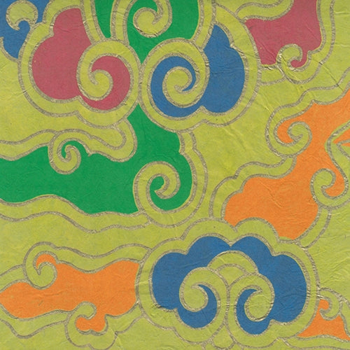 Tibetan Flame Print Lokta Paper- Moss Green 20x30" Sheet Tibetan Flame Print Lokta Paper- Moss Green 20x30" Sheet Previous