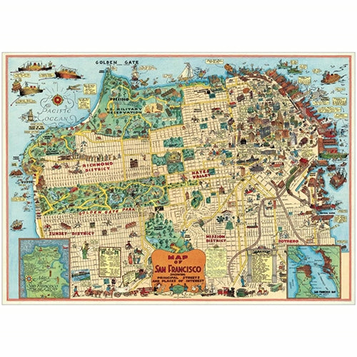Cavallini Decorative Paper - San Francisco Map #2 20"x28" Sheet Cavallini Decorative Paper - San Francisco Map #2 20"x28" Sheet