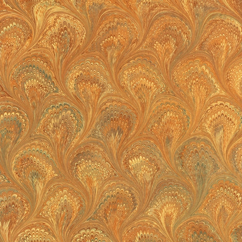 Handmade Italian Marble Paper- Peacock Orange 19.5 x 27" Sheet Handmade Italian Marble Paper- Peacock Orange 19.5 x 27" Sheet