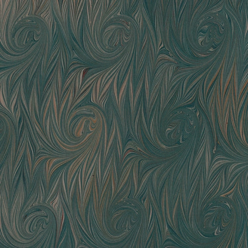 Handmade Italian Marble Paper- French Curl Twilled Sea Green & Yellow on Craft 19.5 x 27" Sheet Handmade Italian Marble Paper- French Curl Twilled Sea Green & Yellow on Craft 19.5 x 27" Sheet