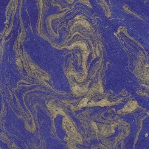Nepalese Marbled Lokta Paper- Gold on Cobalt Blue Paper Nepalese Marbled Lokta Paper- Gold on Cobalt Blue Paper 20x30" Paper