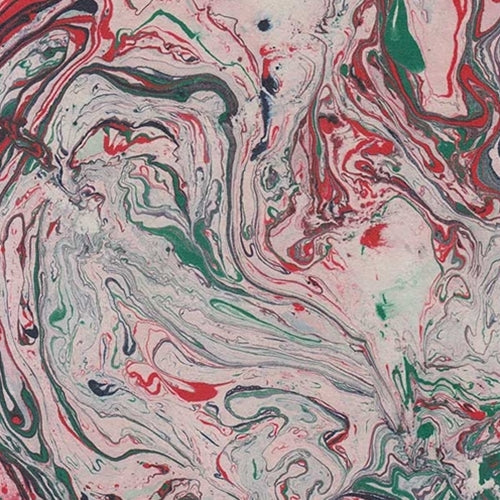 Nepalese Marbled Lokta Paper- Red, Green, and Black on Cream Nepalese Marbled Lokta Paper- Red, Green, and Black on Cream 20x30" Sheet