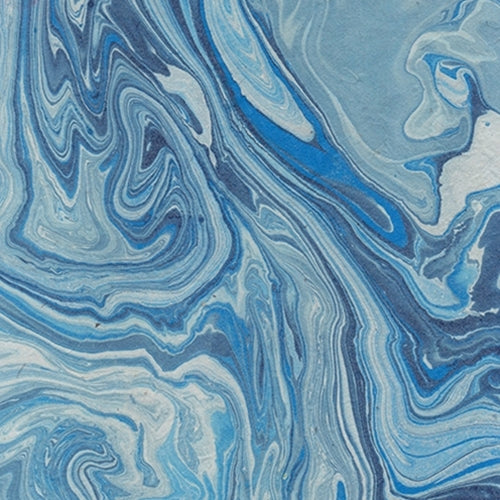 Nepalese Marbled Lokta Paper- Blue and Gray on Natural Nepalese Marbled Lokta Paper- Blue and Gray on Natural 20x30" Sheet
