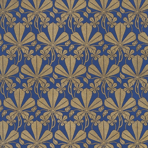 Rossi Decorated Papers from Italy - Gold Liberty Leaves on Blue 28"x40" Sheet Rossi Decorated Papers from Italy - Gold Liberty Leaves on Blue 28"x40" Sheet