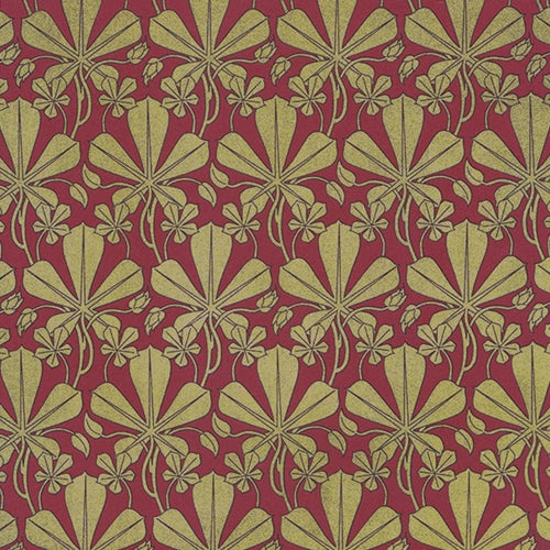 Rossi Decorated Papers from Italy - Gold Liberty Leaves on Red 28"x40" Sheet Rossi Decorated Papers from Italy - Gold Liberty Leaves on Red 28"x40" Sheet