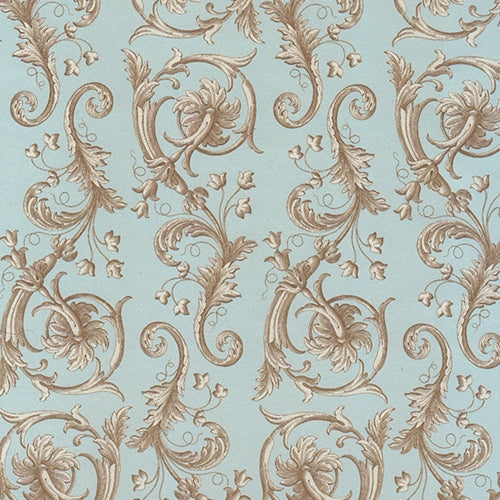 Rossi Decorated Papers from Italy - Baroque Flowers on Blue 28"x40" Sheet Rossi Decorated Papers from Italy - Baroque Flowers on Blue 28"x40" Sheet
