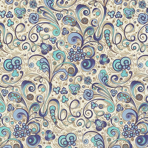 Rossi Decorated Papers from Italy - Art Nouveau Flowers Blue Shades 28"x40" Sheet Rossi Decorated Papers from Italy - Art Nouveau Flowers Blue Shades 28"x40" Sheet