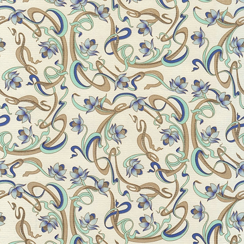 Rossi Decorated Papers from Italy - Art Nouveau Flowers and Ribbons 28"x40" Sheet Rossi Decorated Papers from Italy - Art Nouveau Flowers and Ribbons 28"x40" Sheet