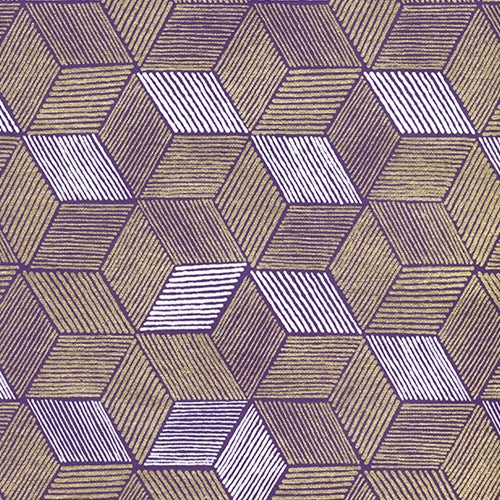 Cubism Paper- Gold and White on Purple 22"x30" Sheet   Cubism Paper- Gold and White on Purple 22"x30" Sheet