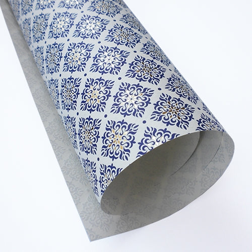 Rossi Italian Gold Foil Letterpress Paper- Snowflakes in Deep Blue with Gold  Rossi Italian Gold Foil Letterpress Paper- Snowflakes in Deep Blue with Gold 