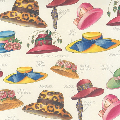 Rossi Decorated Papers from Italy - Fashion Hats 28"x40" Sheet Rossi Decorated Papers from Italy - Fashion Hats 28"x40" Sheet 