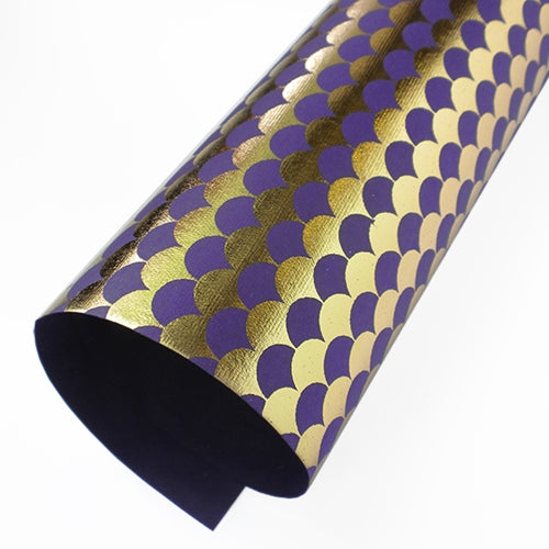 Metallic Foil Printed Paper from India- Gold Scallop on Purple Paper Metallic Foil Printed Paper from India- Gold Scallop on Purple Paper 22x30" Sheet