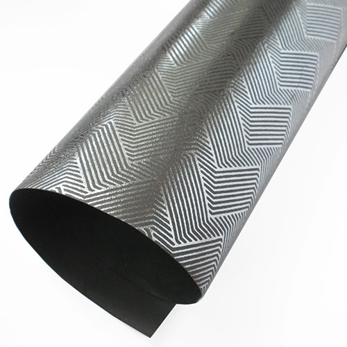 Metallic Foil Printed Paper from India- Silver ZigZag on Grey Paper Metallic Foil Printed Paper from India- Silver ZigZag on Grey Paper 22x30" Sheet