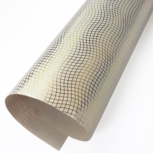 Metallic Foil Printed Paper from India- Gold Wavy Lattice on Pale Grey Paper Metallic Foil Printed Paper from India- Gold Wavy Lattice on Pale Grey Paper 22x30" Sheet