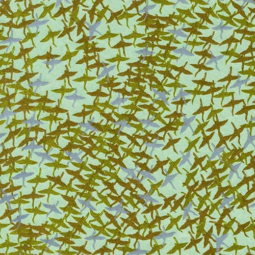 Chiyogami- Flock of Gold, Silver, and Copper Cranes  18"x24" Sheet "NEW" Chiyogami- Flock of Gold, Silver, and Copper Cranes 18"x24" Sheet