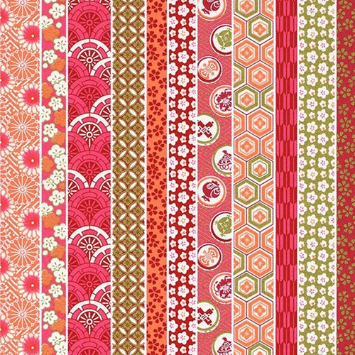 Chiyogami- Pattern Stripes in Pink Shades 18"x24" Sheet Chiyogami- Pattern Stripes in Pink Shades 18"x24" Sheet