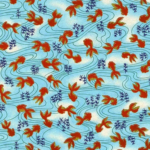 Japanese Chiyogami Paper- Turquoise Koi Pond 18"x24" Sheet Japanese Chiyogami Paper- Turquoise Koi Pond 18"x24" Sheet