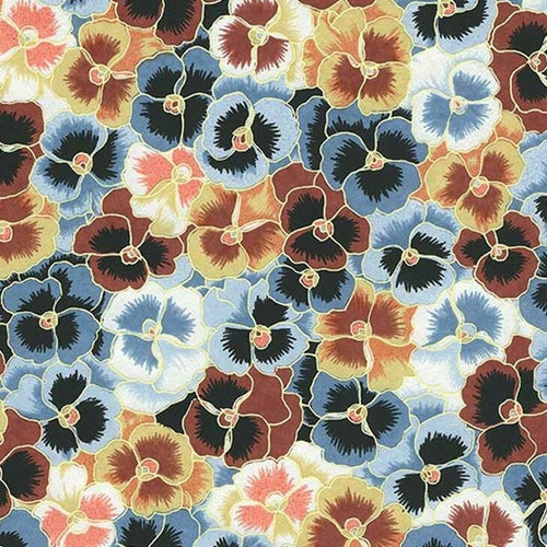 Japanese Chiyogami Paper- Pansies in Grays and Browns 18"x24" Sheet Japanese Chiyogami Paper- Pansies in Grays and Browns 18"x24" Sheet
