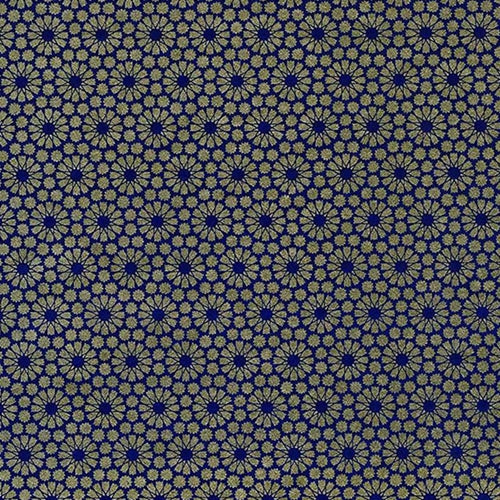 Japanese Chiyogami Paper- Gold Flowers on Indigo 18"x24" Sheet Japanese Chiyogami Paper- Gold Flowers on Indigo 18"x24" Sheet