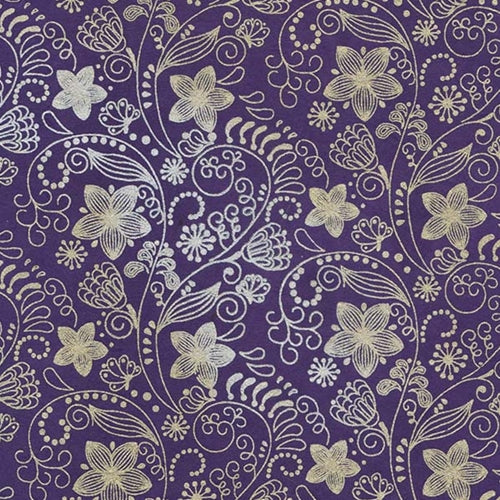 Nepalese Printed Paper- Art Nouveau Flowers on Purple 20x30" Sheet Nepalese Printed Paper- Art Nouveau Flowers on Purple 20x30" Sheet