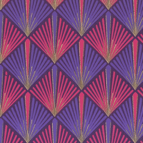 Printed Cotton Paper from India- Art Deco Palm Fronds in Pink & Purple on Purple Paper 20x30" Sheet Printed Cotton Paper from India- Art Deco Palm Fronds in Pink & Purple on Purple Paper 20x30" Sheet