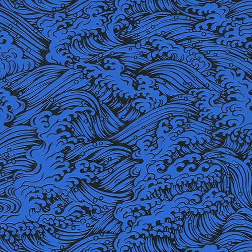 "Lacquered" Yuzen Konami (Waves) in Blue 18"x24" Sheet "Lacquered" Yuzen Konami (Waves) in Blue 18"x24" Sheet