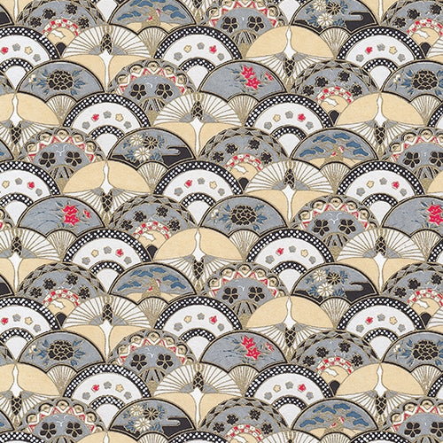 Art Deco Fans with Cranes & Light Colors 19.25x26" Art Deco Fans with Cranes & Light Colors 19.25x26"