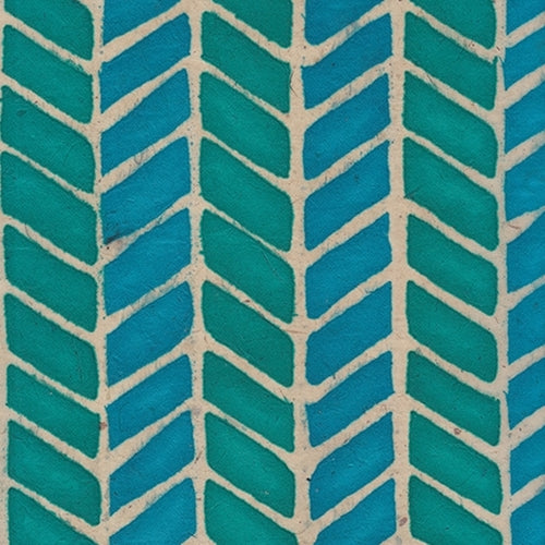 Batik Lokta Paper from Nepal- Blue and Turquoise Chevron 20x30" Sheet Batik Lokta Paper from Nepal- Blue and Turquoise Chevron 20x30" Sheet