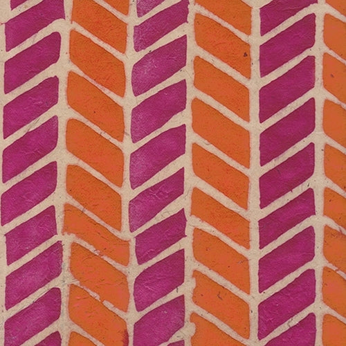 Batik Lokta Paper from Nepal- Orange and Magenta Chevron 20x30" Sheet Batik Lokta Paper from Nepal- Orange and Magenta Chevron 20x30" Sheet