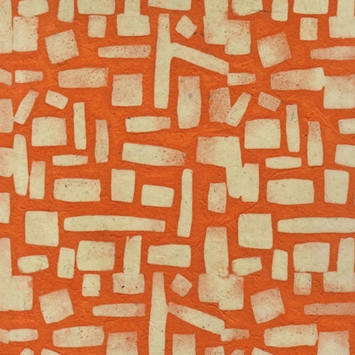 Batik Lokta Paper from Nepal- Interlocking Bricks in Orange 20x30" Sheet Batik Lokta Paper from Nepal- Interlocking Bricks in Orange 20x30" Sheet