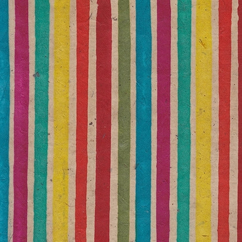 Batik Lokta Paper from Nepal- Rainbow Stripe 20x30" Sheet Batik Lokta Paper from Nepal- Rainbow Stripe 20x30" Sheet