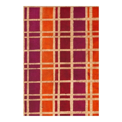 Batik Lokta Paper from Nepal- Red/Orange/Magenta Geometric Plaid 20x30" Sheet  Batik Lokta Paper from Nepal- Red/Orange/Magenta Geometric Plaid 20x30" Sheet