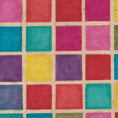 Batik Lokta Paper from Nepal- Rainbow Grid 20x30" Sheet Batik Lokta Paper from Nepal- Rainbow Grid 20x30" Sheet